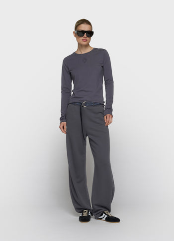 slim T-shirt lange mouwen | steel blue