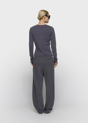 slim T-shirt lange mouwen | steel blue