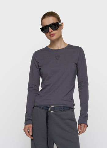 slim T-shirt lange mouwen | steel blue