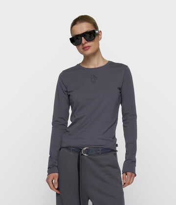 slim T-shirt lange mouwen | steel blue