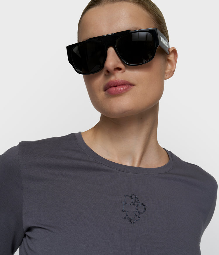 slim T-shirt lange mouwen | steel blue