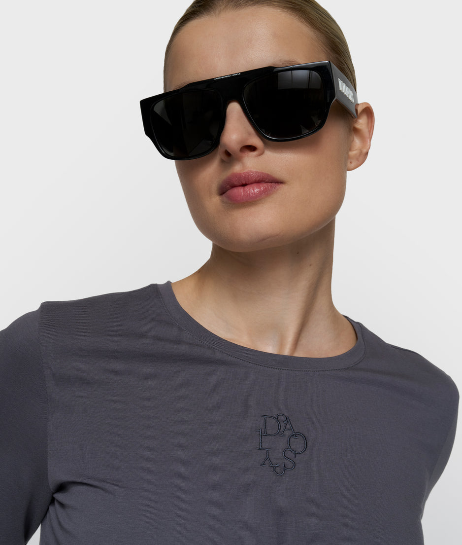 slim T-shirt lange mouwen | steel blue
