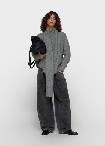 overslag sjaal sweater | grey melee