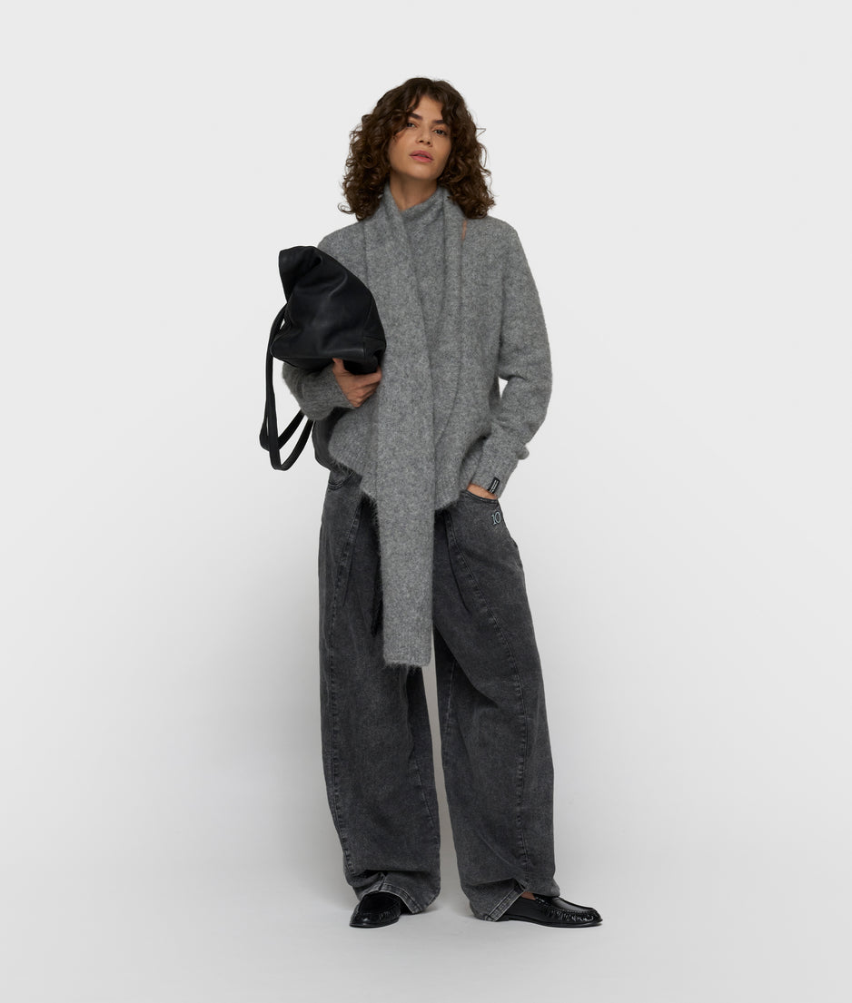 overslag sjaal sweater | grey melee