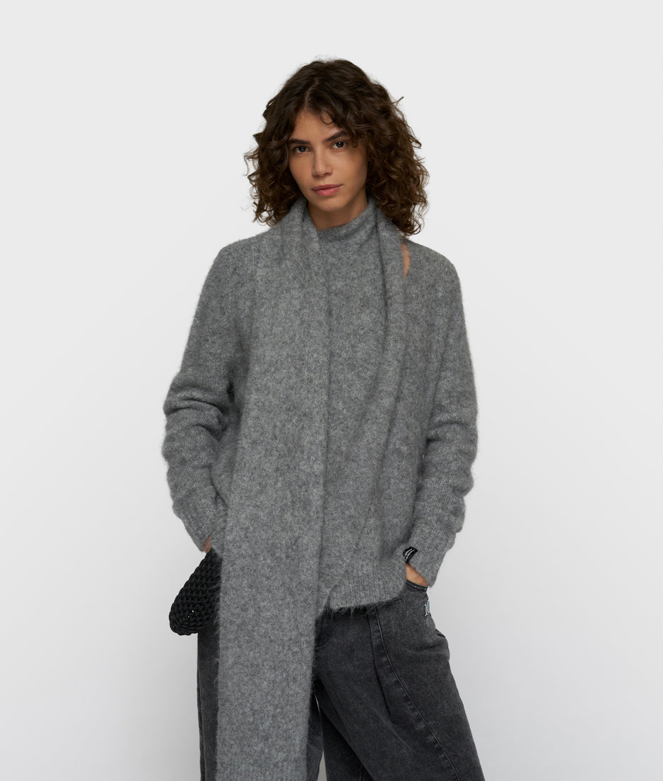 overslag sjaal sweater | grey melee