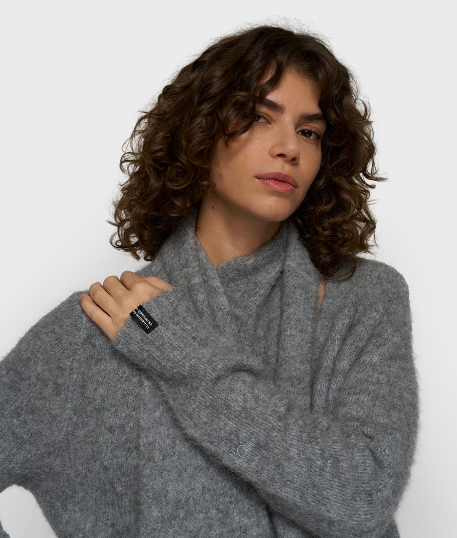 overslag sjaal sweater | grey melee