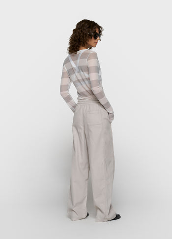 mesh top lange mouwen strepen | white/stone
