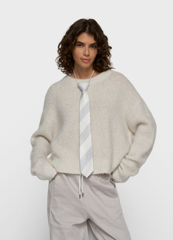 hairy knit sweater lurex | ecru