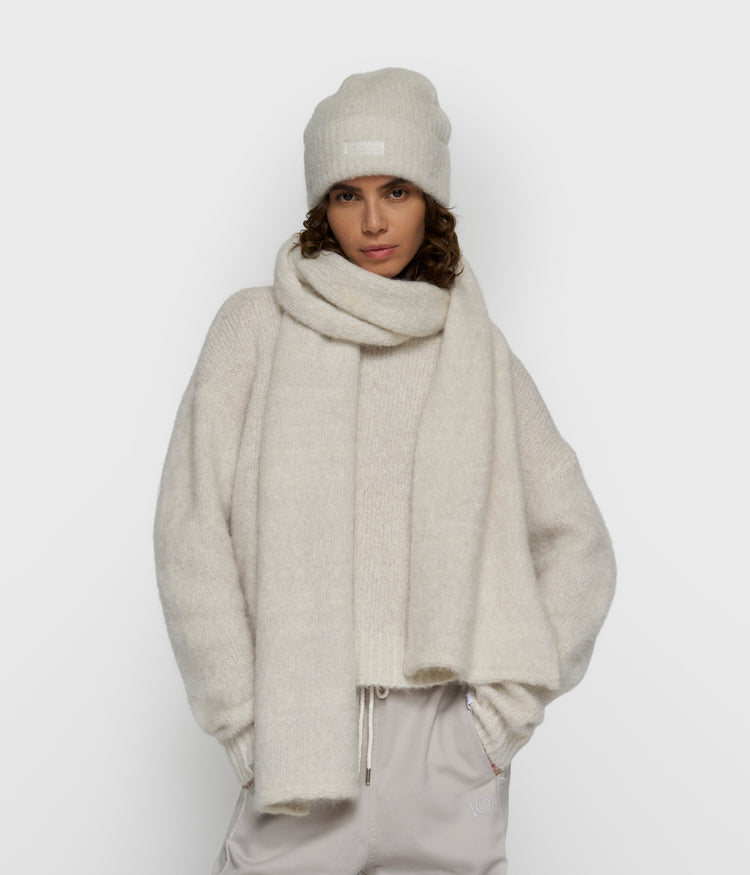 hairy knit sjaal lurex | ecru
