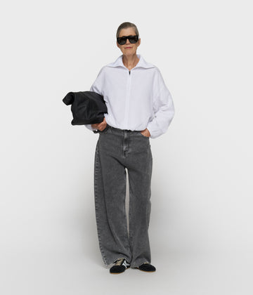 wide pants jog denim | black