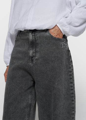 wide pants jog denim | black