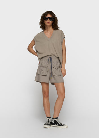 v-neck mesh top | fog
