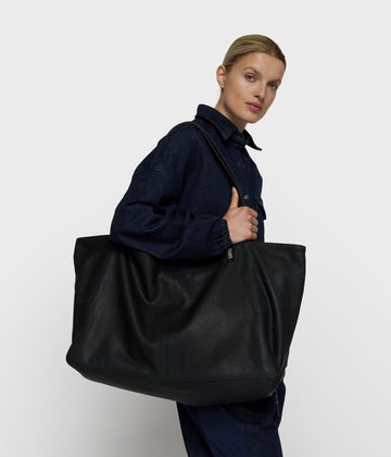 leren shopper | black