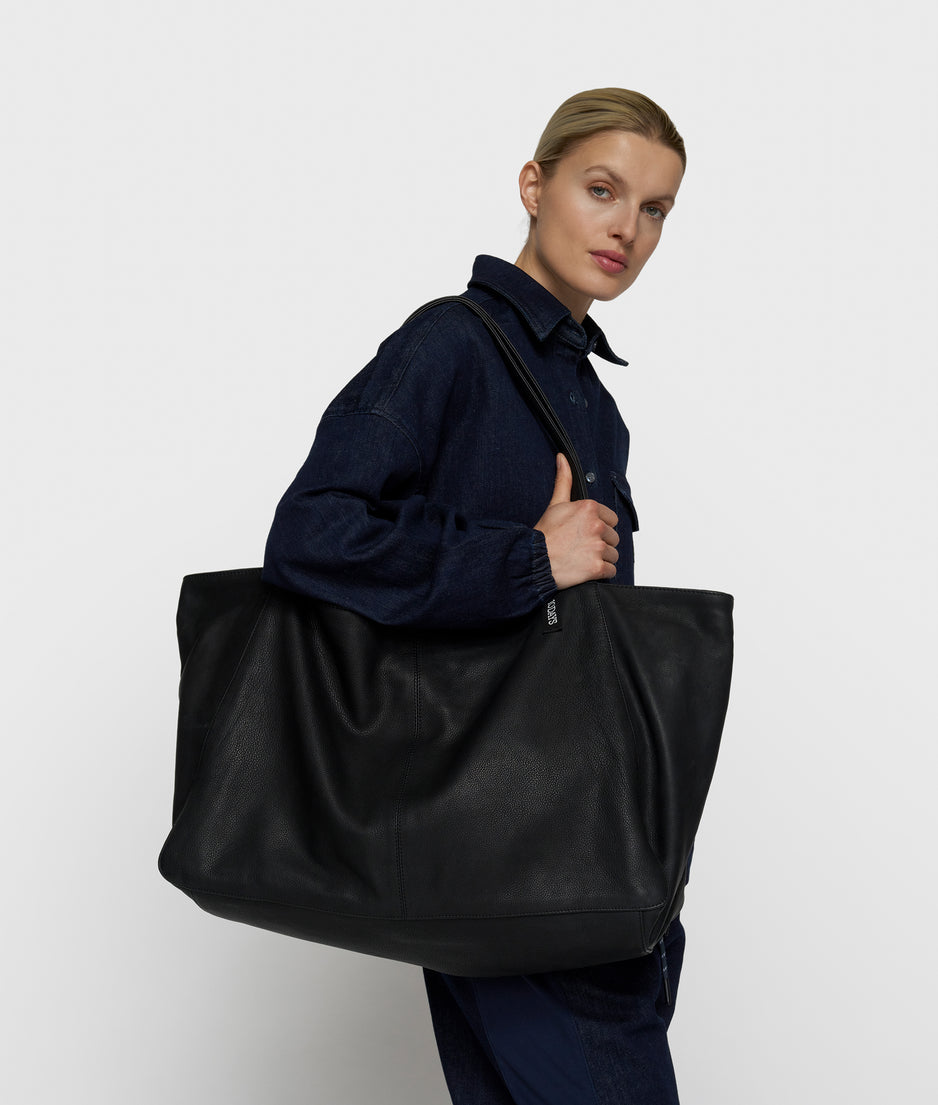 leren shopper | black