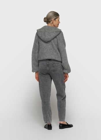 gebreide sweater capuchon | grey melee