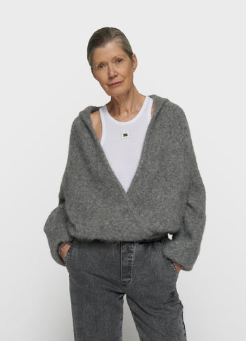 gebreide sweater capuchon | grey melee