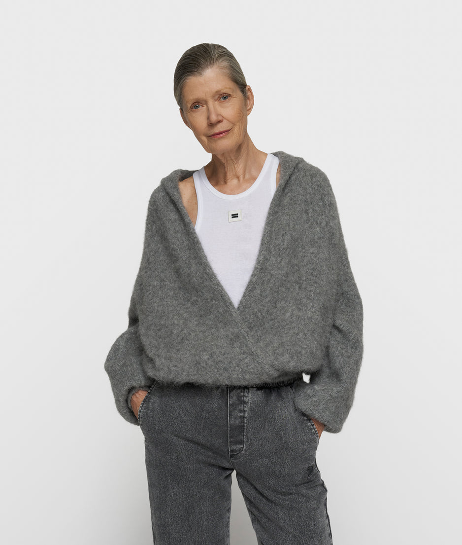 gebreide sweater capuchon | grey melee