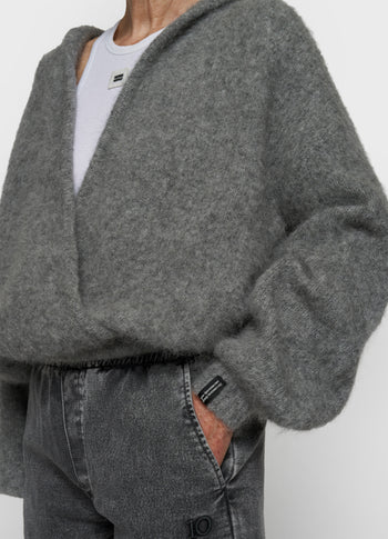 gebreide sweater capuchon | grey melee