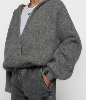 gebreide sweater capuchon | grey melee
