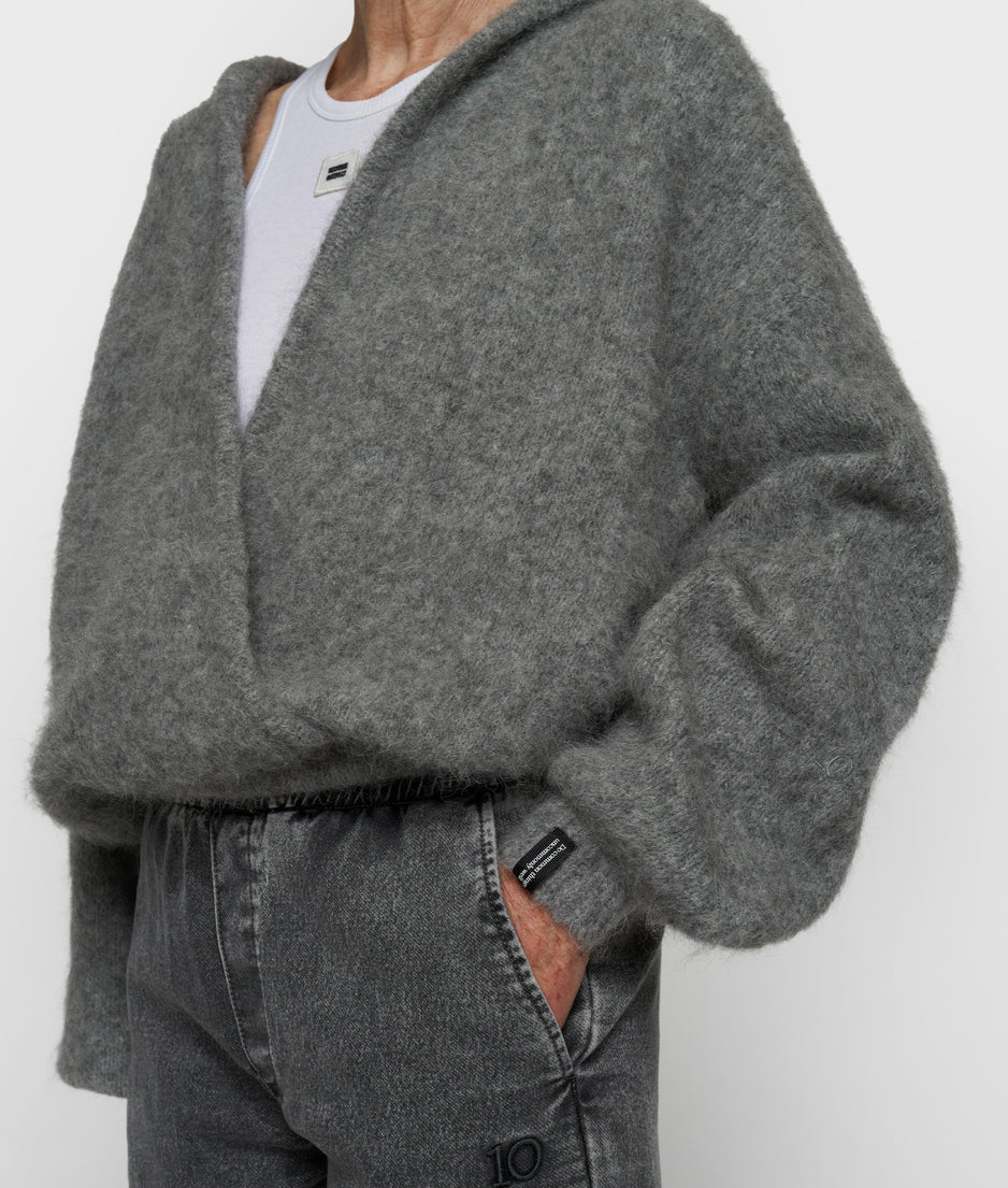 gebreide sweater capuchon | grey melee