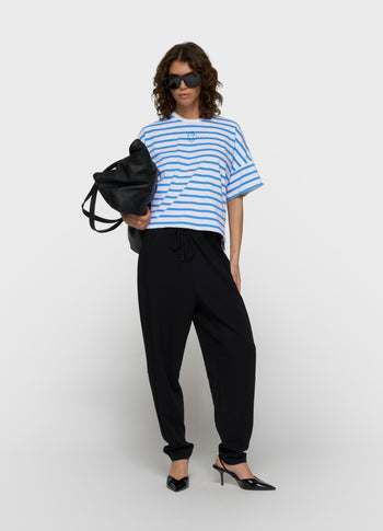 wijd T-shirt strepen | white/ultramarine