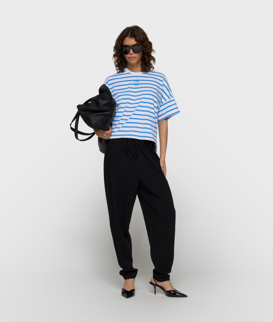 wijd T-shirt strepen | white/ultramarine