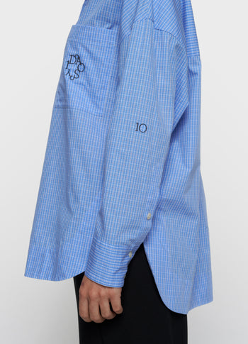 lange mouwen blouse check | ultramarine