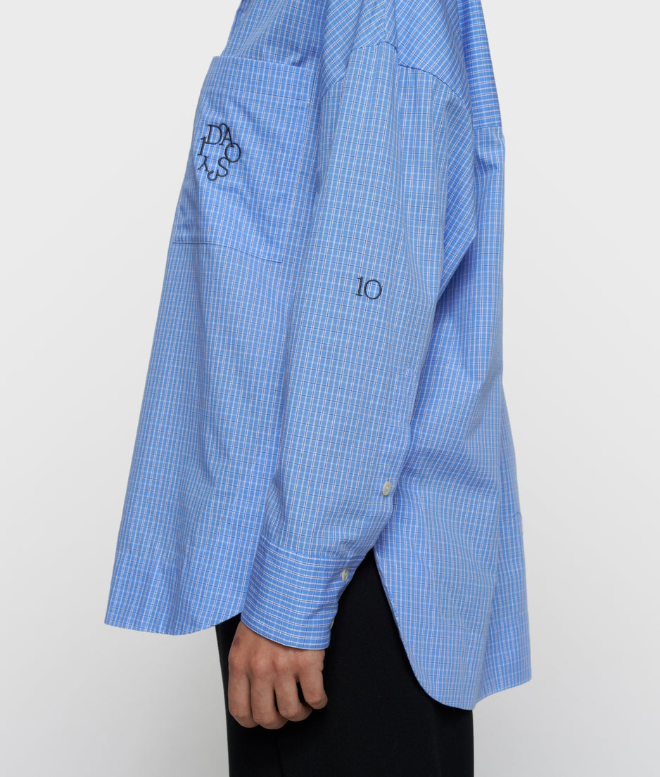 lange mouwen blouse check | ultramarine