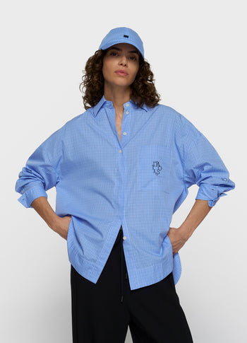 lange mouwen blouse check | ultramarine