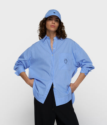 lange mouwen blouse check | ultramarine