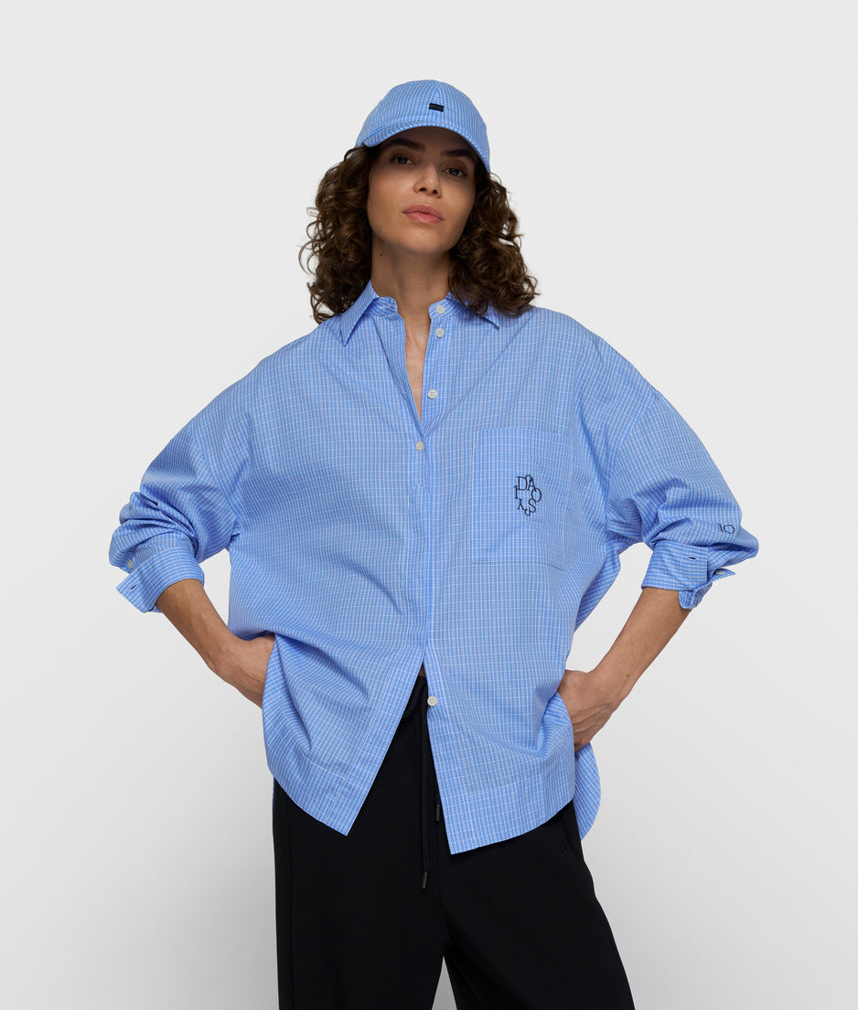 lange mouwen blouse check | ultramarine