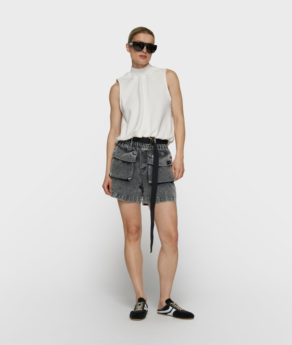 smocked top | ecru