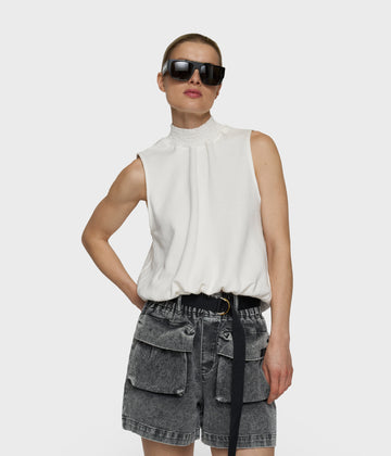 smocked top | ecru
