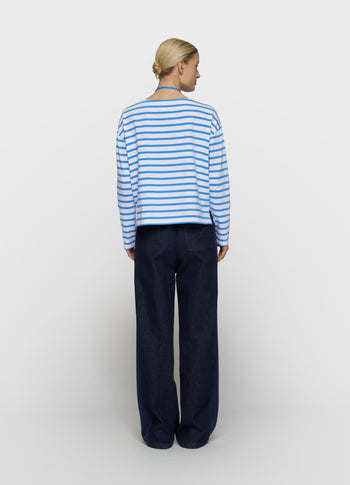 boothals top strepen | white/ultramarine