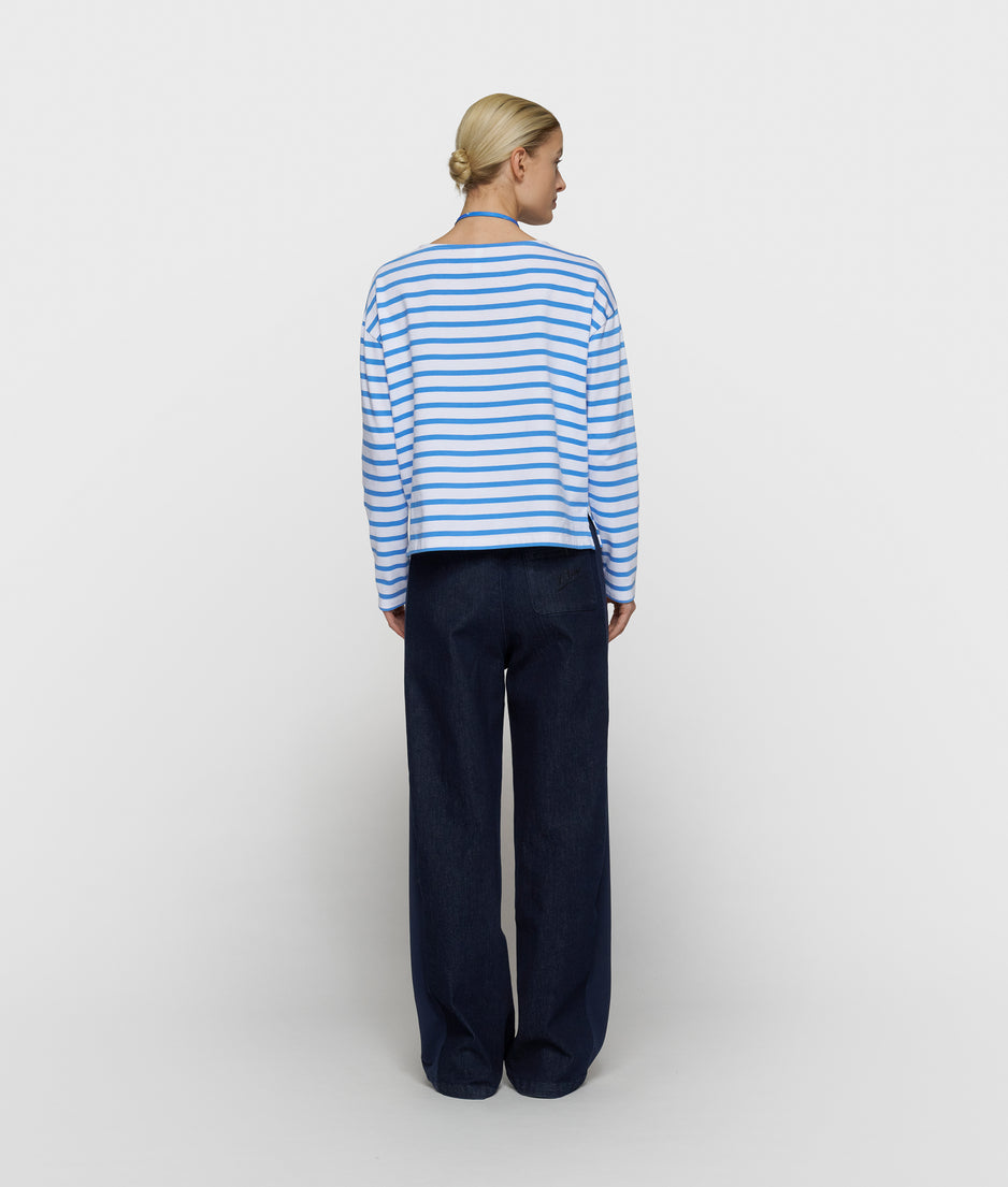 boothals top strepen | white/ultramarine