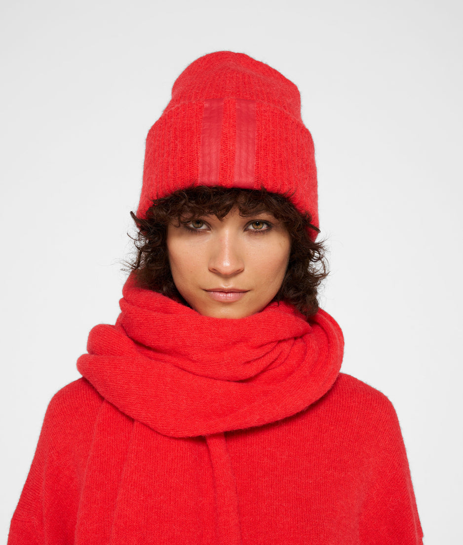 soft knit beanie | coral red