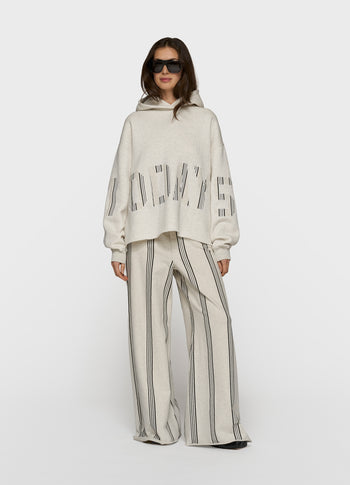 wide leg jogger stripes | soft white melee