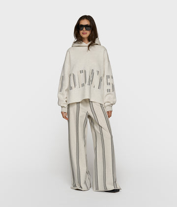 wide leg jogger stripes | soft white melee