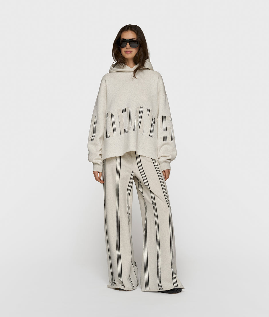 wide leg jogger stripes | soft white melee