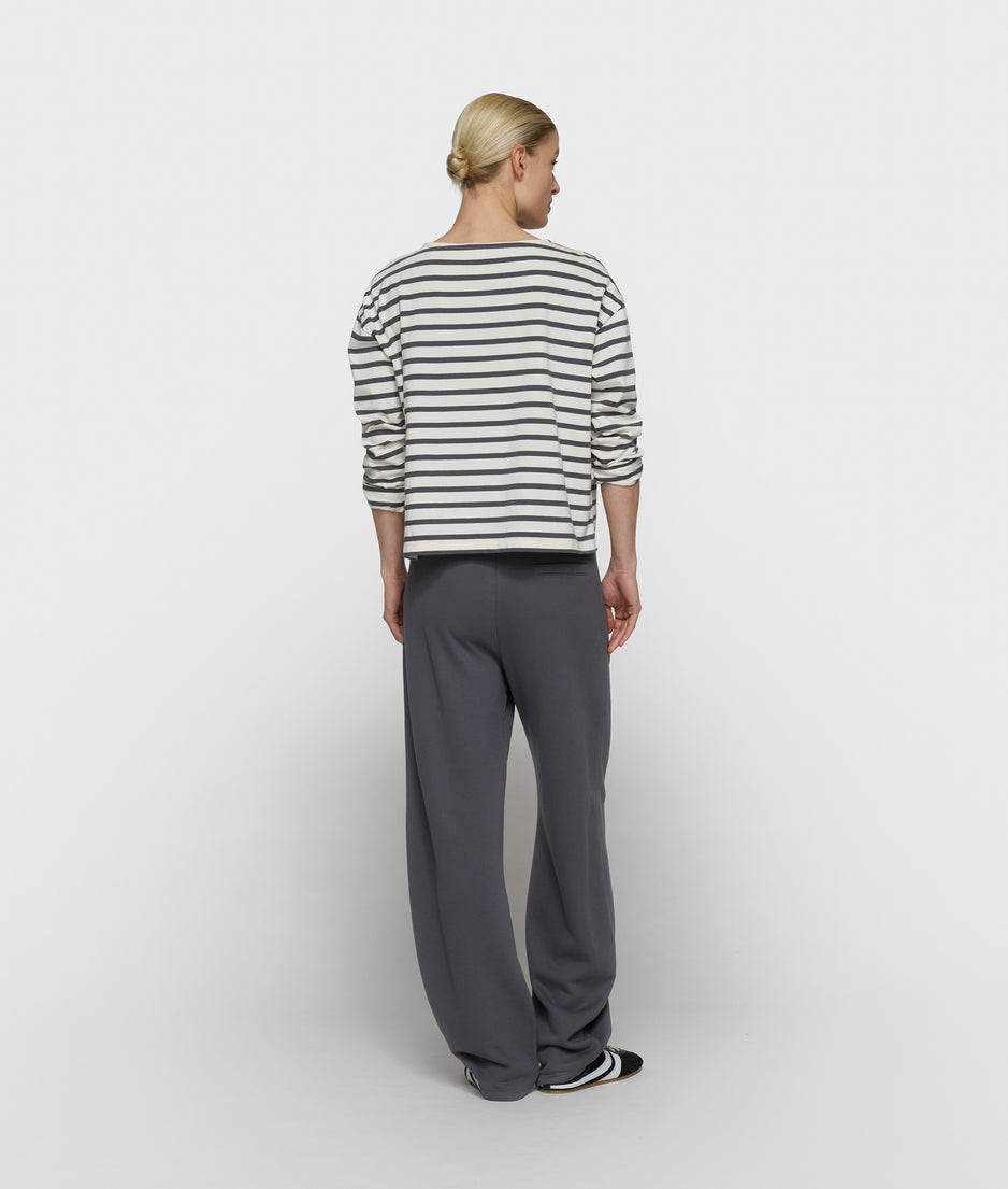 boothals top strepen | ecru/steel blue