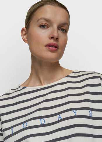 boothals top strepen | ecru/steel blue