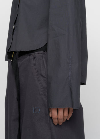 cropped shoulder blouse | steel blue