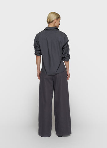 wijde broek jog twill | steel blue