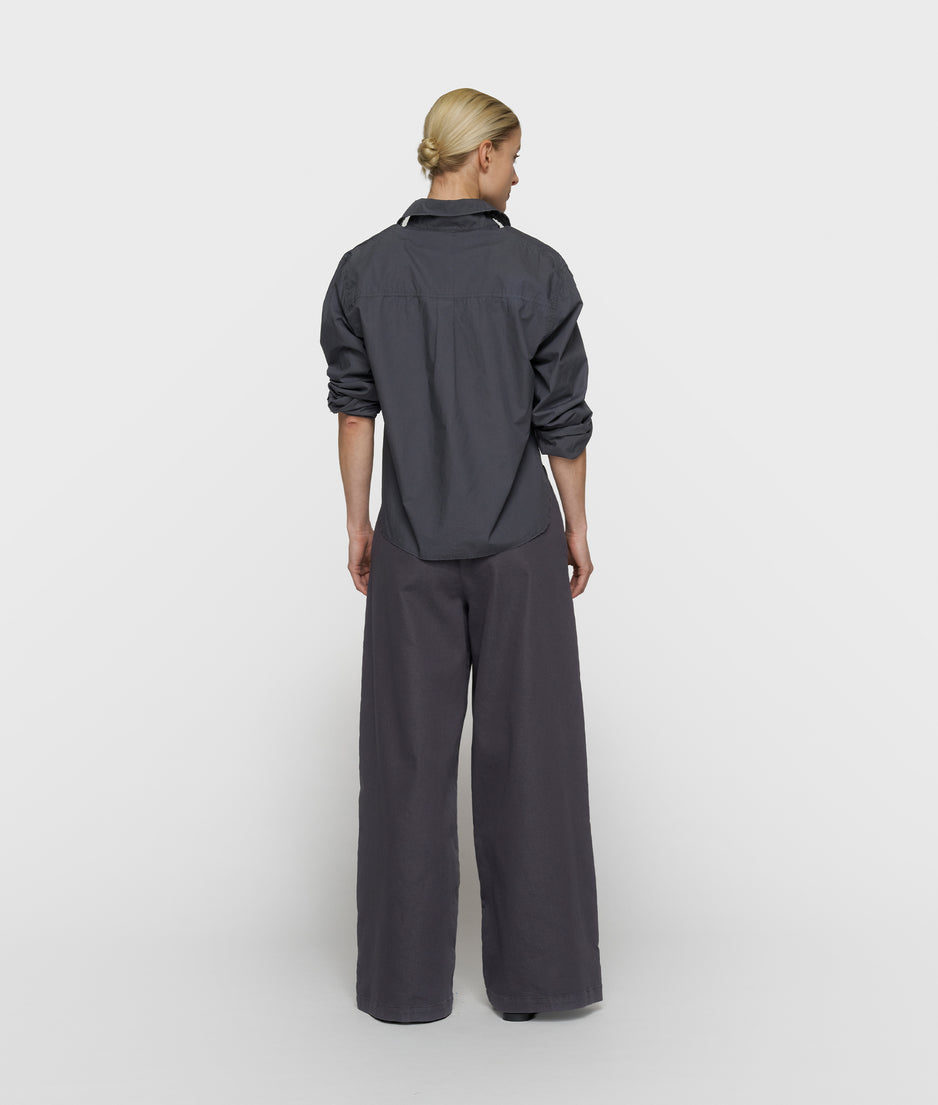 wijde broek jog twill | steel blue