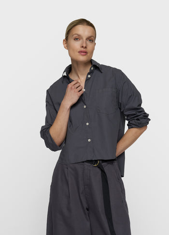 cropped shoulder blouse | steel blue