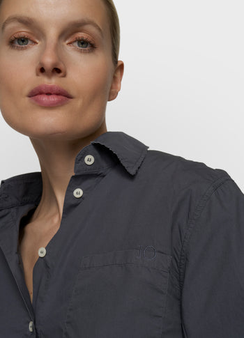 cropped shoulder blouse | steel blue