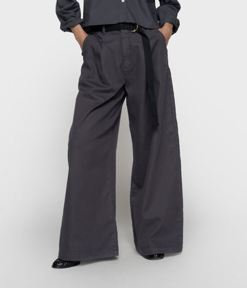 wijde broek jog twill | steel blue