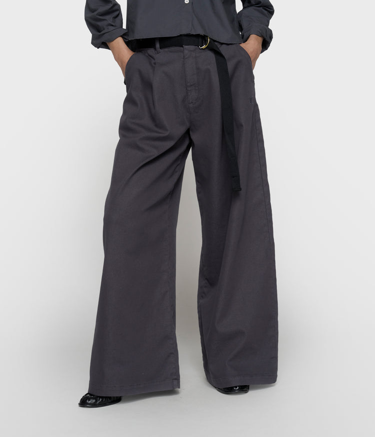 wijde broek jog twill | steel blue