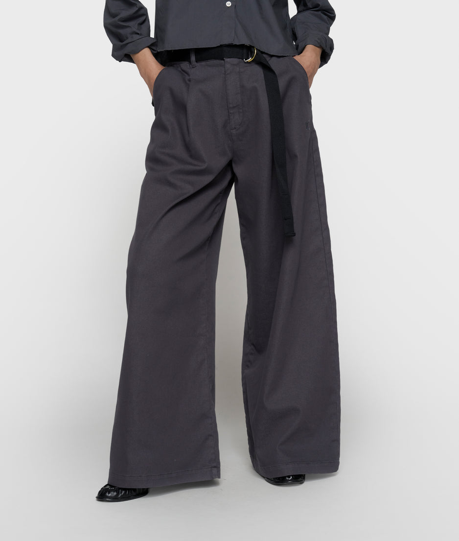 wijde broek jog twill | steel blue