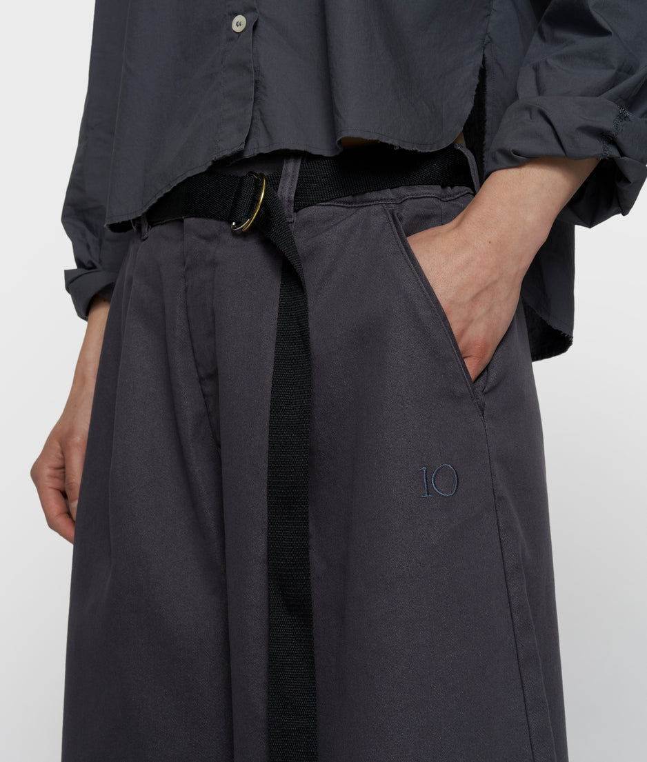 wijde broek jog twill | steel blue
